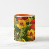 オレンジ色の黄色い花,ナスタウム,フローラ,庭 マグカップ (中央)