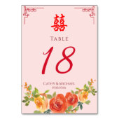 オレンジ色の黄色い花 中国式結婚式披露宴 テーブルナンバー (裏面)