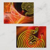 オレンジ色の黄色い赤い光波のハイパー迷路 名刺 (正面/裏面)
