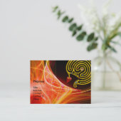 オレンジ色の黄色い赤い光波のハイパー迷路 名刺 (スタンド正面)