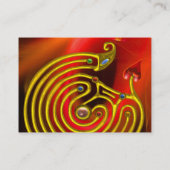 オレンジ色の黄色い赤い光波のハイパー迷路 名刺 (裏面)