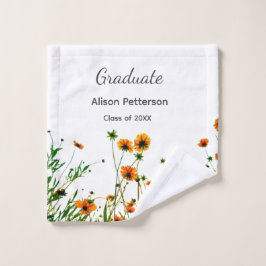 オレンジ色の黄色い野モダン花は徐々に素朴 ウォッシュタオル