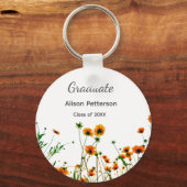 オレンジ色の黄色い野モダン花は徐々に素朴 キーホルダー (正面)