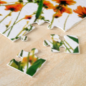 オレンジ色の黄色い野モダン花は徐々に素朴 ジグソーパズル (側面)