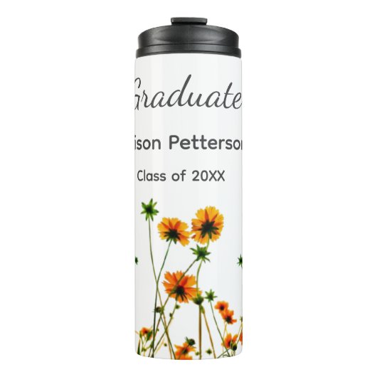 オレンジ色の黄色い野モダン花は徐々に素朴 タンブラー (正面)