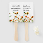 オレンジ色の黄色い野モダン花は徐々に素朴 ハンドファン (正面&裏面)