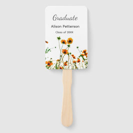 オレンジ色の黄色い野モダン花は徐々に素朴 ハンドファン