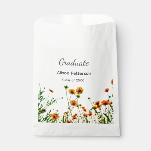 オレンジ色の黄色い野モダン花は徐々に素朴 フェイバーバッグ (正面)