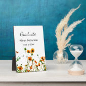 オレンジ色の黄色い野モダン花は徐々に素朴 フォトプラーク (側面)