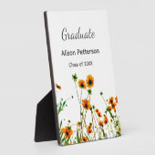 オレンジ色の黄色い野モダン花は徐々に素朴 フォトプラーク (側面)