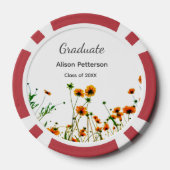 オレンジ色の黄色い野モダン花は徐々に素朴 ポーカーチップ (裏面)