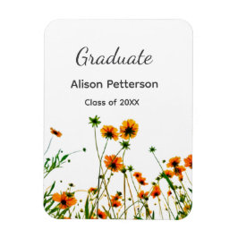 オレンジ色の黄色い野モダン花は徐々に素朴 マグネット