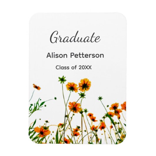 オレンジ色の黄色い野モダン花は徐々に素朴 マグネット (縦)