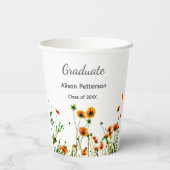 オレンジ色の黄色い野モダン花は徐々に素朴 紙コップ (裏面)