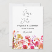 オレンジ色の黄色い野生の花の日付を保存 招待状 (正面)