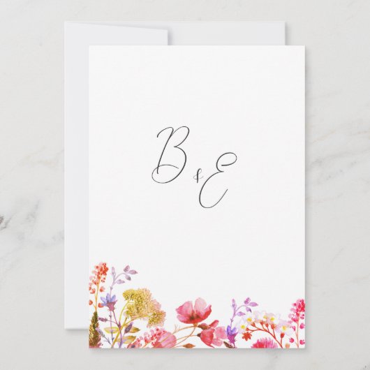 オレンジ色の黄色い野生の花の日付を保存 招待状 (裏面)