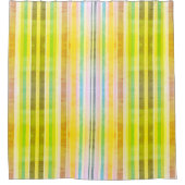 オレンジ色の黄色と緑のシャワストライプのーカーテン シャワーカーテン (正面)