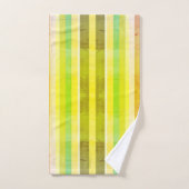 オレンジ色の黄色と緑のバスタストライプのオルセット バスタオルセット (ハンドタオル)