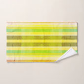 オレンジ色の黄色と緑のバスタストライプのオルセット バスタオルセット (ハンドタオル)