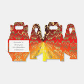 オレンジ色の黄色と金ゴールドのダマスクの結婚式 フェイバーボックス (折り畳みなし)