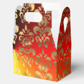 オレンジ色の黄色と金ゴールドのダマスクの結婚式 フェイバーボックス (オープン)