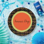 オレンジ色の黄色と黒 ペーパープレート (パーティー)