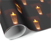 オレンジ色の黄色のキャンドルライトディワリクリスマス ラッピングペーパー (ロールコーナー)