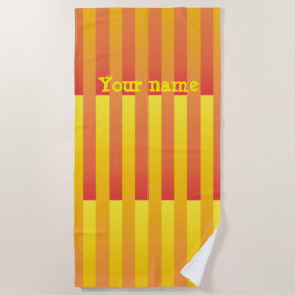オレンジ色の黄色のパーソナライズパタストライプのーン ビーチタオル