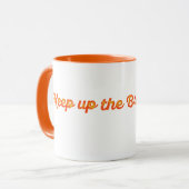 オレンジ色の黄色のフォントデザインと意欲を起このメッセージ マグカップ (正面左)