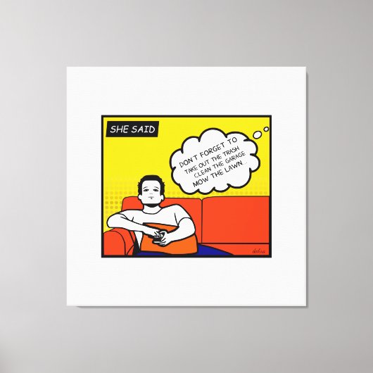 オレンジ色の黄色のブルーハニードゴツゴツゴツしたギーク漫画 キャンバスプリント (正面)