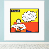 オレンジ色の黄色のブルーハニードゴツゴツゴツしたギーク漫画 キャンバスプリント (インサイチュ (ウッドフロア))