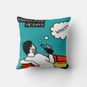 オレンジ色の黄色のブルーハニードゴツゴツゴツしたギーク漫画 クッション (裏面)