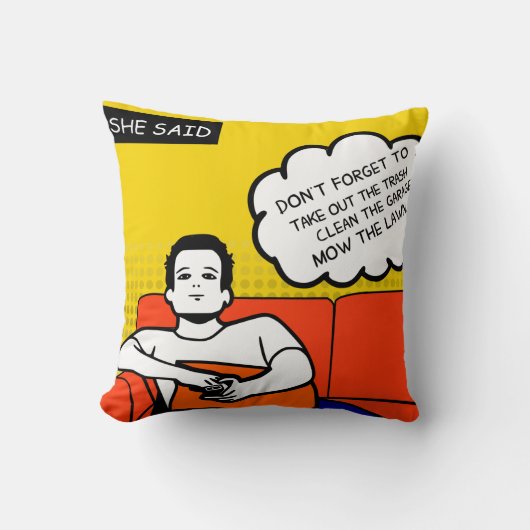 オレンジ色の黄色のブルーハニードゴツゴツゴツしたギーク漫画 クッション (正面)