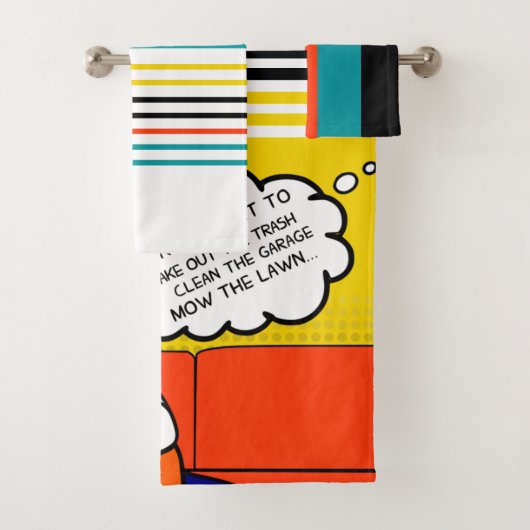 オレンジ色の黄色のブルーハニードゴツゴツゴツしたギーク漫画 バスタオルセット (インサイチュ)