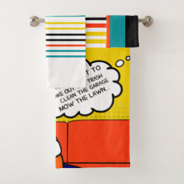 オレンジ色の黄色のブルーハニードゴツゴツゴツしたギーク漫画 バスタオルセット