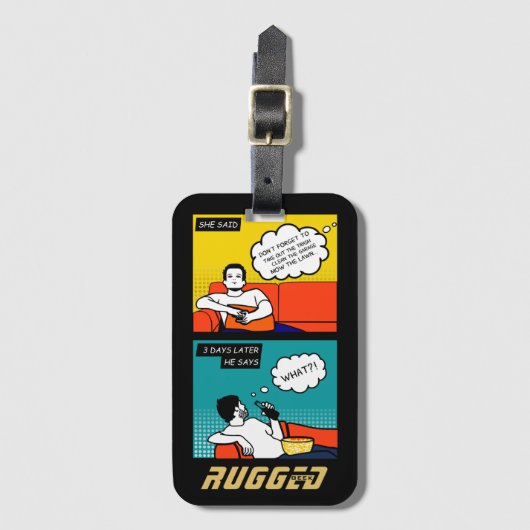 オレンジ色の黄色のブルーハニードゴツゴツゴツしたギーク漫画 ラゲッジタグ (正面縦)