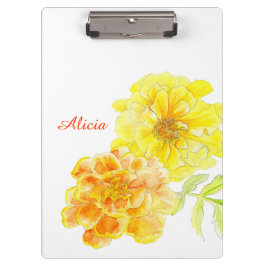 オレンジ色の黄色のマリーゴールド絵画ズのクリップボード クリップボード
