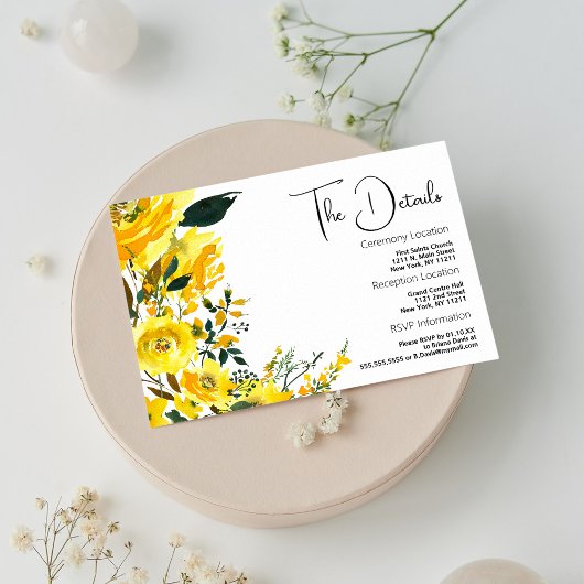 オレンジ色の黄色の夏の植物フローラ詳細カード エンクロージャーカード