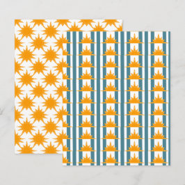 オレンジ色の黄色の太陽オンティール（緑がかった色）ストライプスクラップブック紙