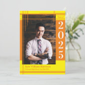 オレンジ色の黄色の学校のカラー卒業フォトプライド 招待状 (スタンド正面)