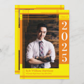 オレンジ色の黄色の学校のカラー卒業フォトプライド 招待状 (正面/裏面)