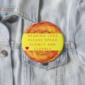 オレンジ色の黄色の幾何学的ハート難聴4インチ 缶バッジ (インサイチュ)