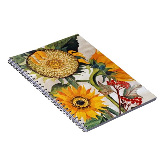 オレンジ色の黄色の播種ひまわりアート ノートブック (右側)