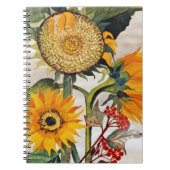 オレンジ色の黄色の播種ひまわりアート ノートブック (正面)