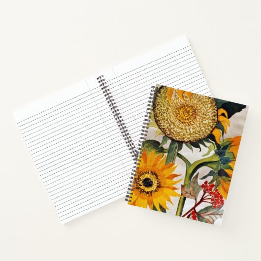 オレンジ色の黄色の播種ひまわりアート ノートブック (内部)