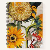 オレンジ色の黄色の播種ひまわりアート ノートブック (正面)
