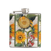 オレンジ色の黄色の播種ひまわりアート フラスク (正面)