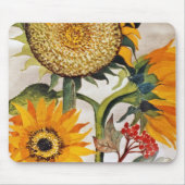 オレンジ色の黄色の播種ひまわりアート マウスパッド (正面)