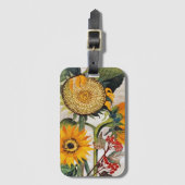 オレンジ色の黄色の播種ひまわりアート ラゲッジタグ (正面縦)