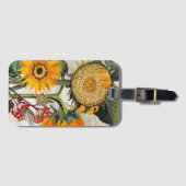 オレンジ色の黄色の播種ひまわりアート ラゲッジタグ (正面横)